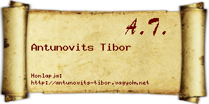 Antunovits Tibor névjegykártya